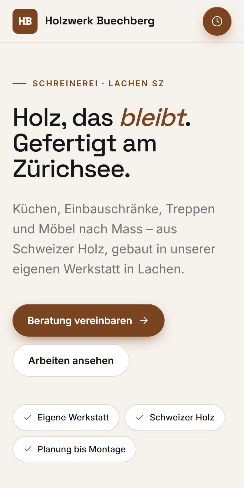 Website draft on a phone