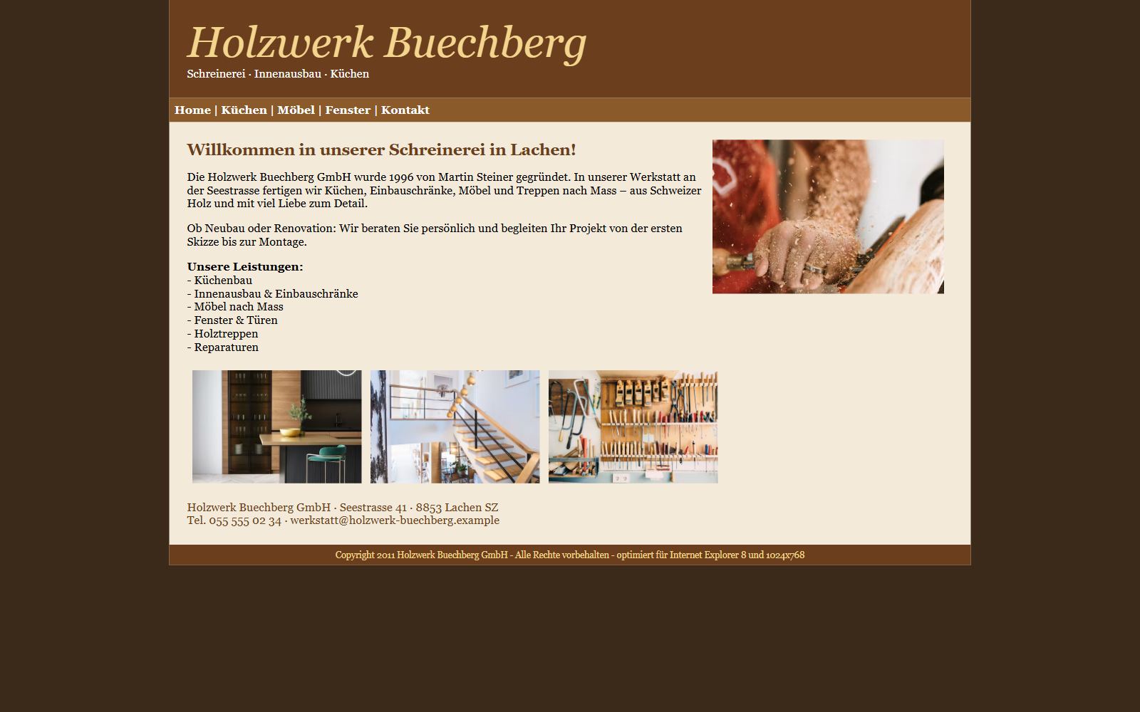 Old website of an example business